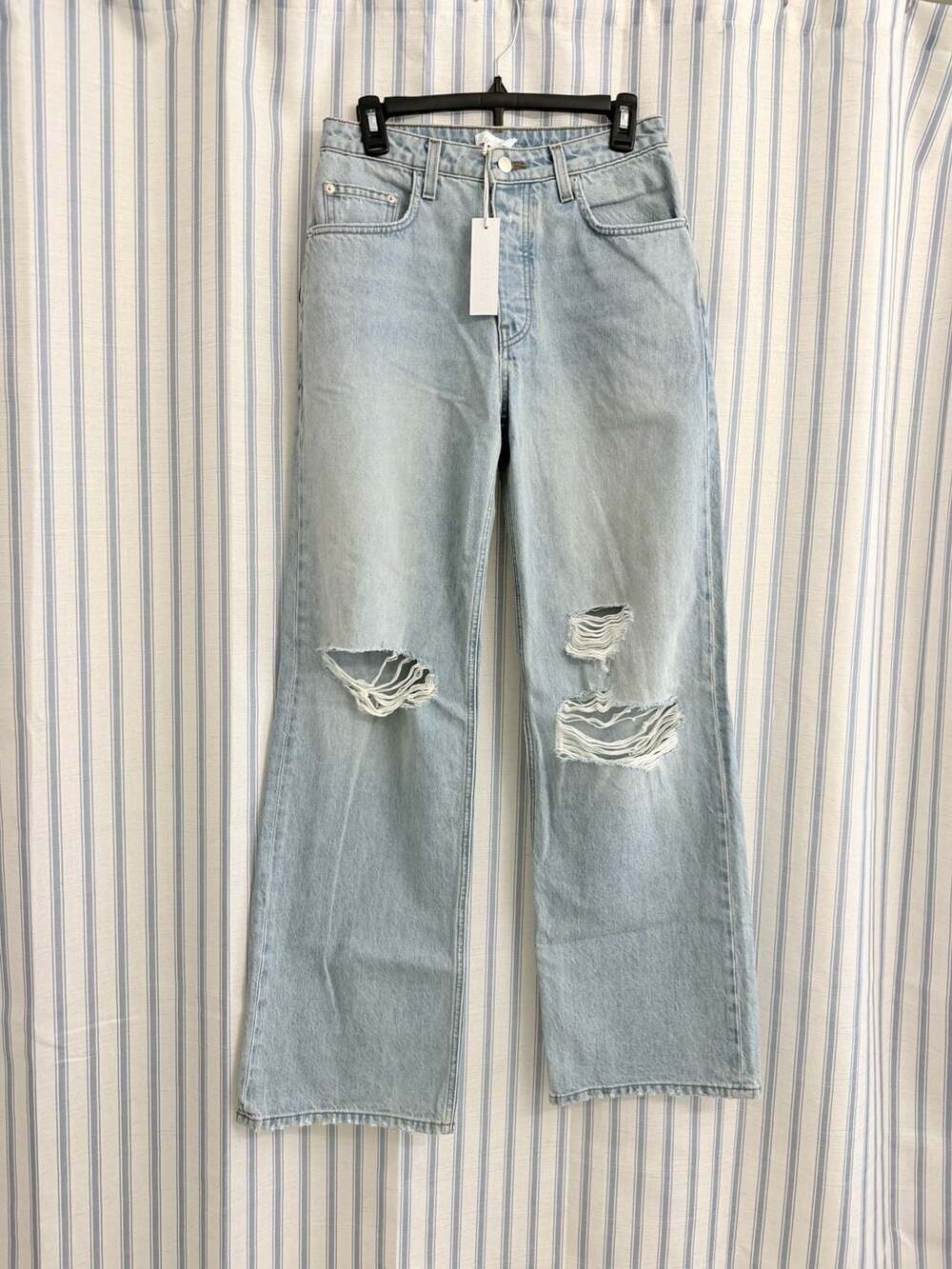 Sablyn Women's Light Wash Distressed Straight Leg Jeans Size 26